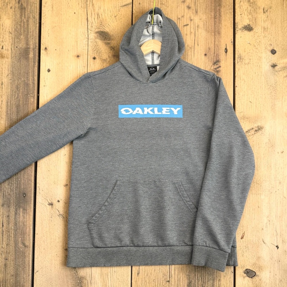 Oakley Pullover Hoodie Mens Medium Gray Graphic Logo French Terry Surf Skate